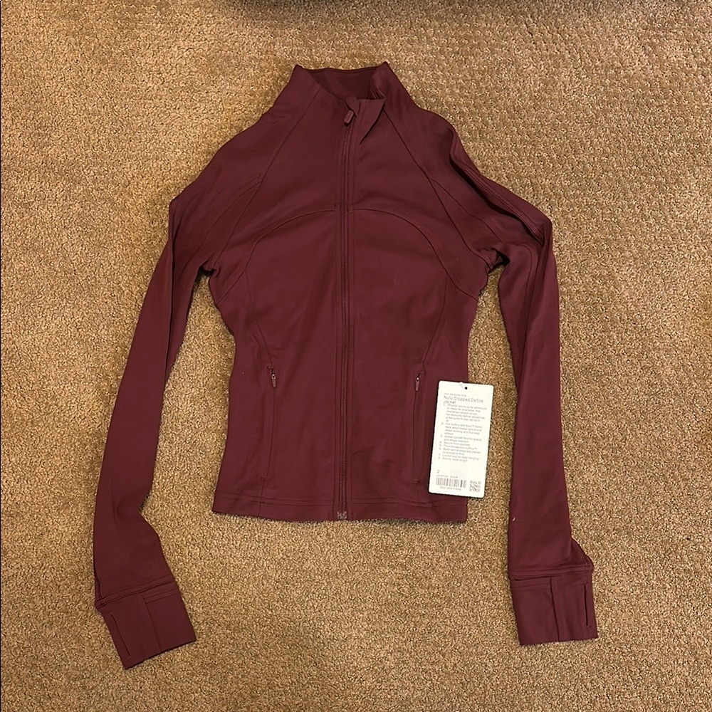 Lululemon Athletica Nulu Cropped Define Jacket maroon red purple